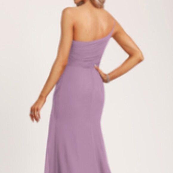 NWT JJs House A-line One Shoulder Floor-Length Lavender Chiffon Dress sz 6 - Picture 5 of 16